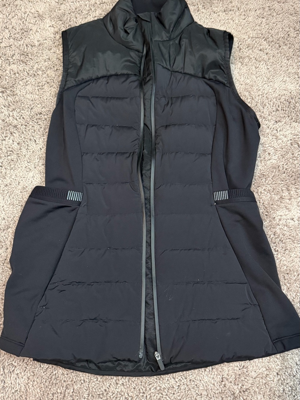 Lululemon Women's Black Quilted Sleeveless Vest with Stand Collar